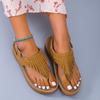 Large Size Tassel Leakage Toe Women's Sandals with Metal Needle Buckle Soft Sole Clip Toe Wedge  Zapatos De Mujer