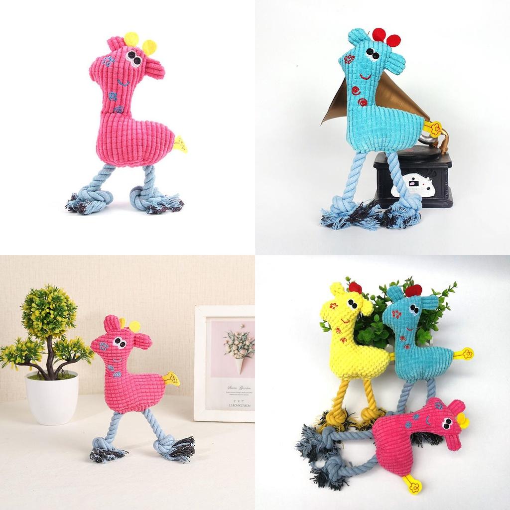 Delightful Giraffe Dog Chew Squeak Toy Interactive Plush Animal For Playful Puppies