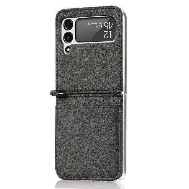 Shockproof Thin Card Slot Leather Case For Samsung Galaxy Z Flip 3 Flip4 Flip 4 Flip3 5g Anti -Scratch Protective Phone Cover