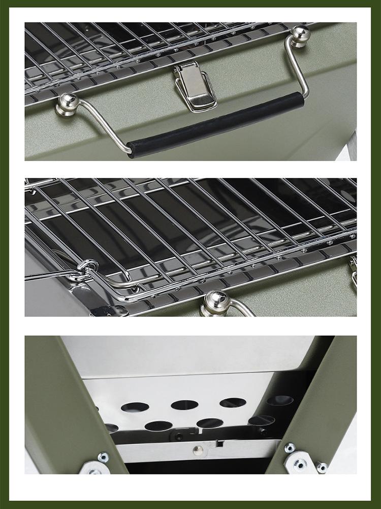 Portable Folding Outdoor Barbecue Grill & Utensils Set