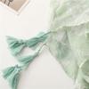Yitao Women's Light Green Floral Cotton Linen Scarf with Tassels