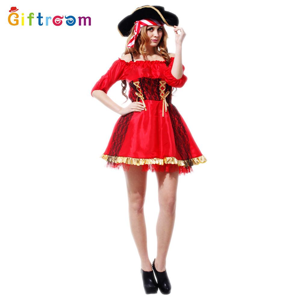 

Взрослый женский привлекательный пиратский костюм из мягкой полиэстеровой ткани для сценического использования