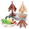Hot Dish Wooden Tripod Decoration Foldable Tree Stand Anti-scalding Heat-resistant Table Mat Wooden Placemat Basin Kitchen Tool