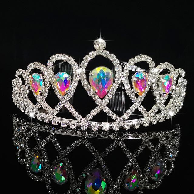 New Colorful Crystal Crown Wedding Bridal Women 'S Hair Accessories For Girls Birthday Fashion Headdress Bride Tiara Clip