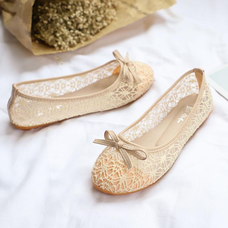 Туфли-бини из сетки, балетки с бантом, рабочие туфли, балетки 35