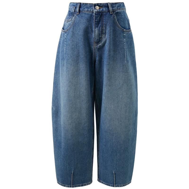 Women's Retro High-Waist Washed Loose Cropped Jeans