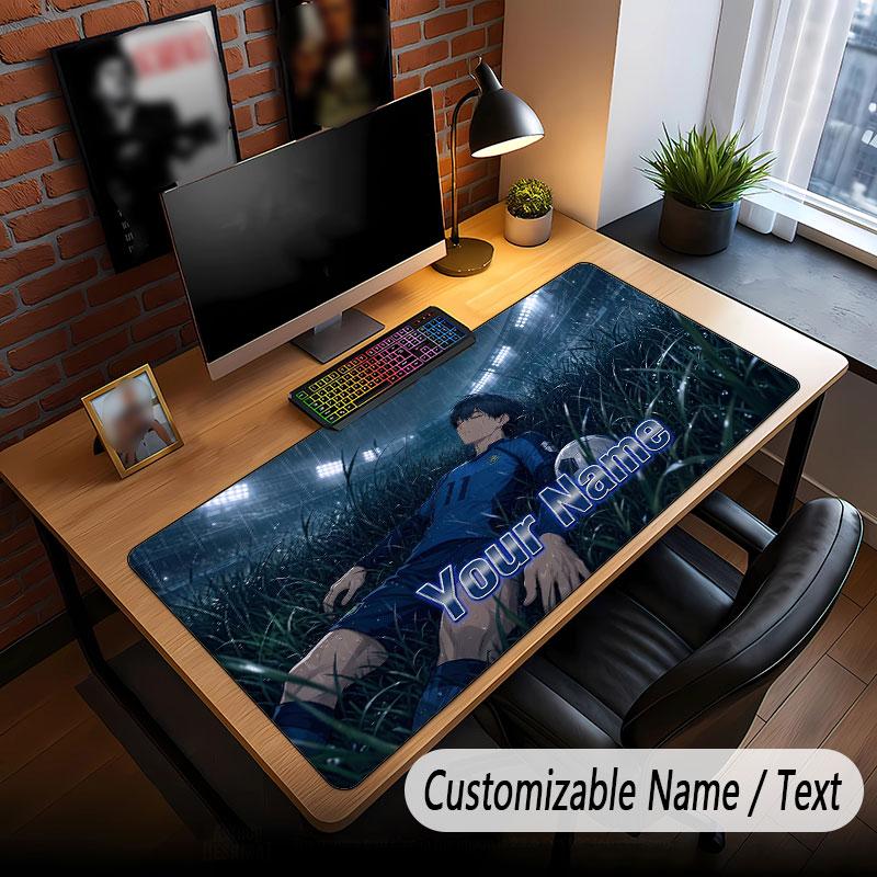 Custom Name Extended Mouse Pad,Blue Lock Gaming Desk Mat For Home Office Desktop Decor