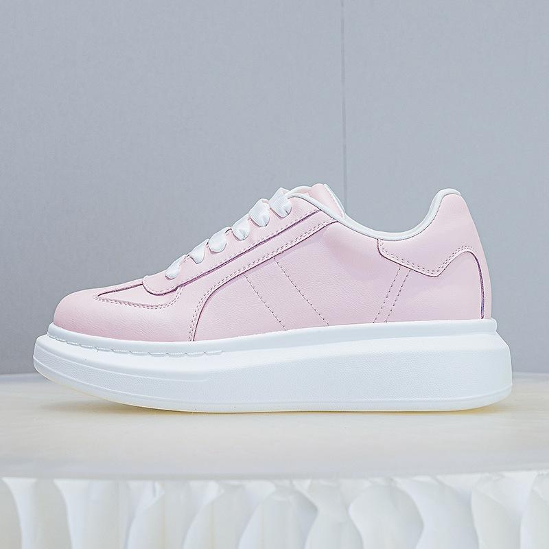 Platform women's casual shoes autumn new front lace-up sports casual shoes round head fashion solid color board shoes women