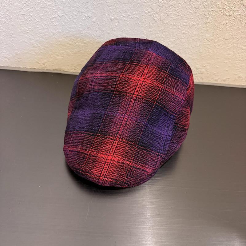 Retro Check Artistic Pattern Cap For Women Winter Fashion Breathable Hat Warm