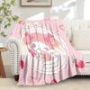 1pc My melody, Kawaii, StrawberryDigital Print Flannel Throw Blanket, Super Soft Plush Fleece Bedspread, Multipurpose All-Season Hypoallerge