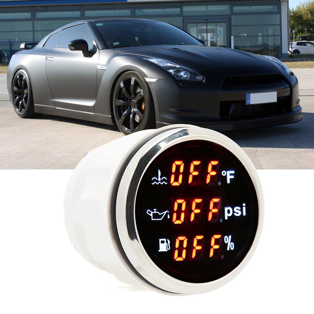 3 In 1 Digital Oil Volume Pressure Water Temperature Gauge 52mm 9‑32V Marine Gauge for RV Ship Boat 