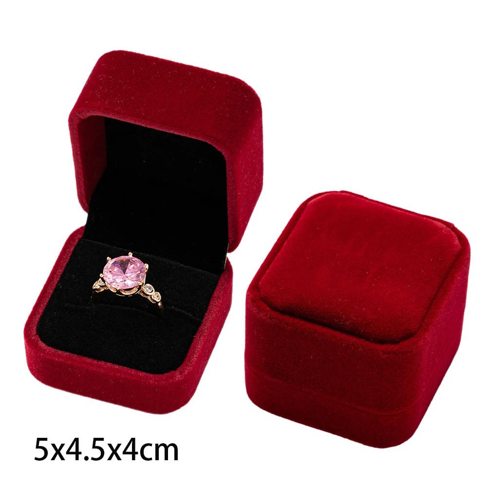 Square Engagement Velvet Earring Ring Packaging Box Jewelry Organizer Valentine Day Gift Case Ring Display Storage Wholesale