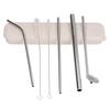 Portable 304 Stainless Steel Drinking Straws Spoon Set Reusable Cocktail Drinking Straws with 2