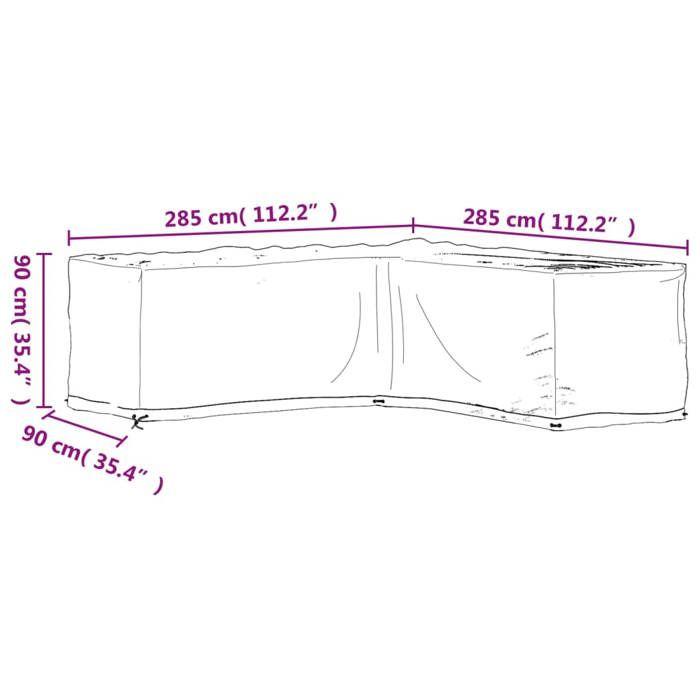 VidaXL L-shaped Garden Lounge Covers 2 Pcs 16 Eyelets 3155374