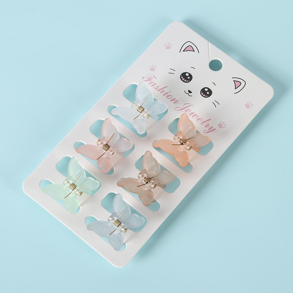 

6 шт. Маленькие заколки-крабики для волос в виде цветка и бабочки, разноцветные заколки-крабики с бантом для девочек, милый детский набор аксессуаров для волос