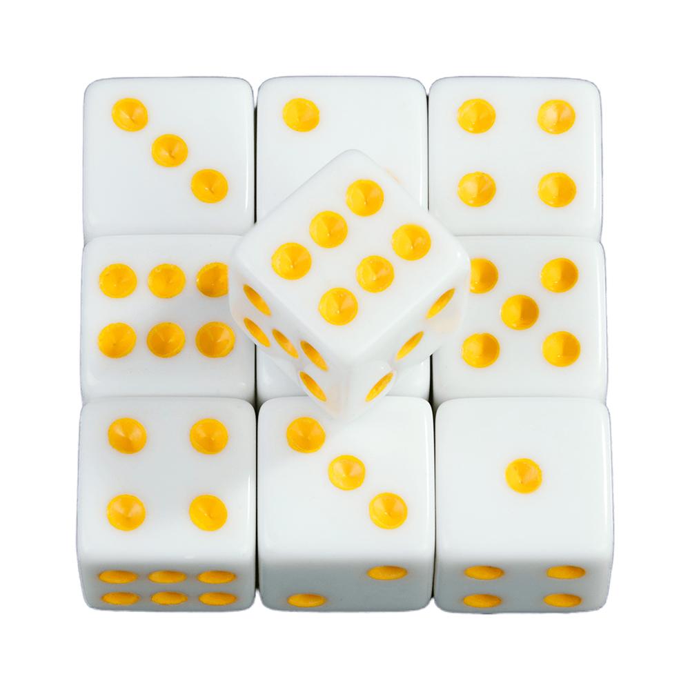 Weiße Würfel 10 Stück 6-seitige Spielwürfel Eckig 16MM Mathematik Unterhaltung Acryl Glücksspielwerkzeug Würfel