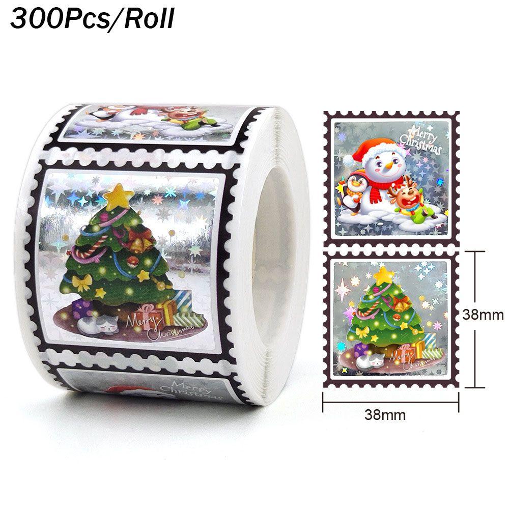 Christmas Tree Adhesive Labels Merry Christmas Stickers Bronzing Stickers Cards Present Decor