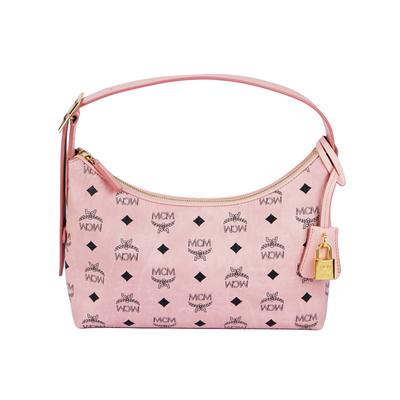 Aren Visetos Logo Justerbar Skulderstropp Glidelåslukking Belagt Lerret og Skinn Crossbody Håndveske Liten Damehåndvesker Rosa MWHESTA01PZ001