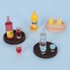 1Set 1/12 Doll House Miniature Resin Vodka Bottle Wine Glass Set Simulation Drink Model Toy Mini Decoration Dollhouse Accessorie
