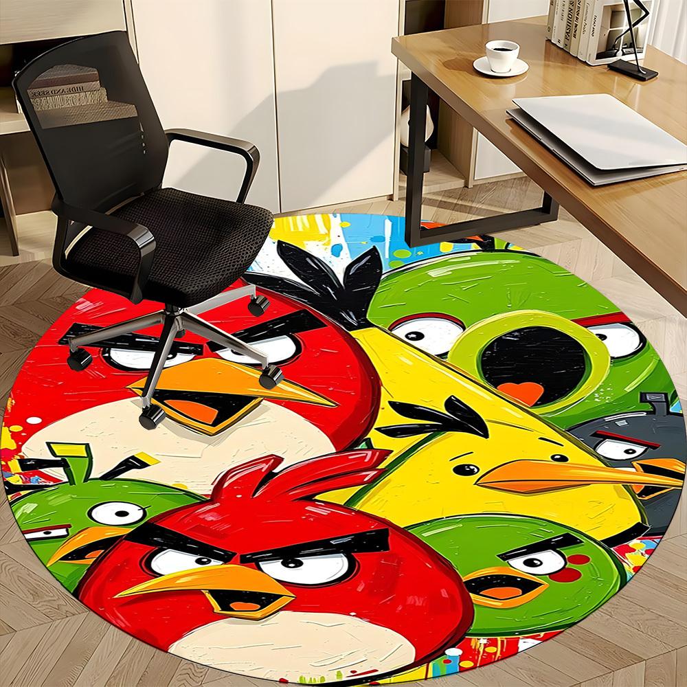 1pc Angry Birds Office Round Area Rug, Under Office Chairs Bedroom Living Room Home Decor, Room Decoa1016153
