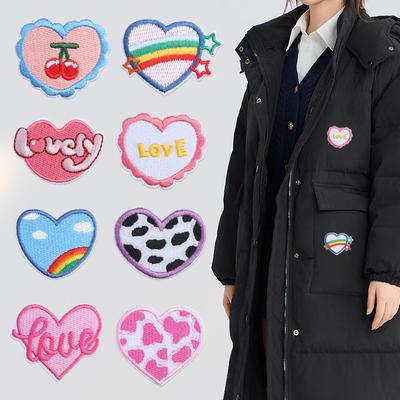 Nahtloser Daunenjacken-Flickenaufkleber, Selbstklebender Liebes-Stickaufkleber, Kleidung, Hosen, Löcher Und Keine Spuren, Reparaturzuschuss, Herzförmiger Aufkleber