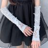 1Pieces Lolita Strapping Bow Fishnet Lace Fingerless Gloves Floral Elastic Mesh Handwear Mountaineering Gloves