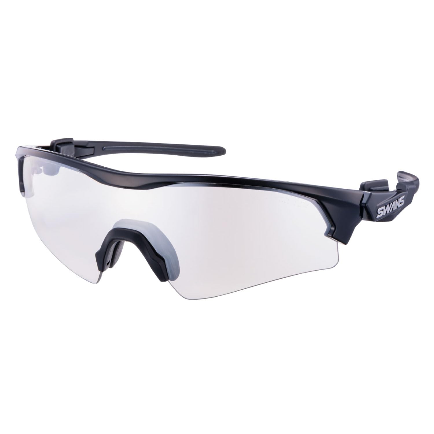 SWANS sports FACEONE BK Silver Mirror x Photochromic Clear to Face (Swans) Japanese-made sunglasses, baseball, tennis, photochromic, UV-sensitive