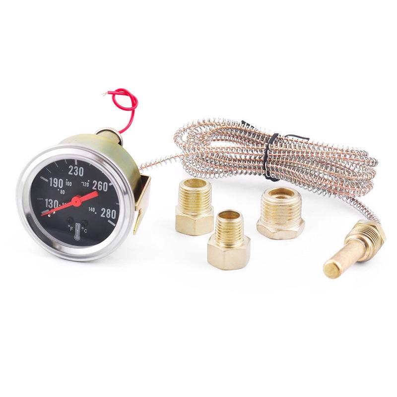 Termometro dell'acqua da 2" 52 mm per auto, navi, camion, accessori 50-140°C/130-280°F Cavo Lunghezza 1,8 M Indicatore di temperatura dell'acqua