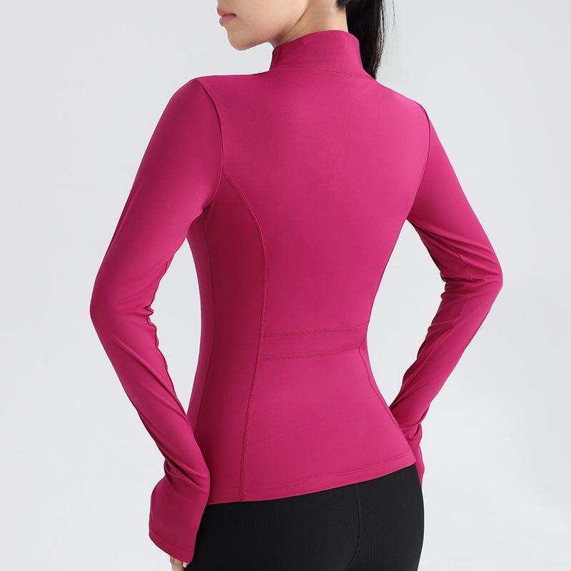 Sports Outdoor Break Fitness Yoga Clothing Zipper Long Sleeve Jacket Stand-Up Neck Running Slim Top Yoga Jacket