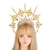Lolita Vintage KC Headband Angel Gold Halo Goddess Headpiece Virgin Mary Halo Bride Crown Bead Chain Baroque Tiara Headwear