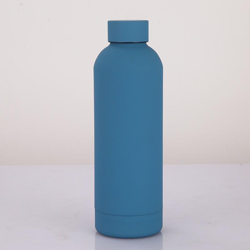 American Style Frosted Thermos: 304 Stainless Steel Sports Bottle with Rubber Finish, Large Capacity, Portable Smart Mouth Design.