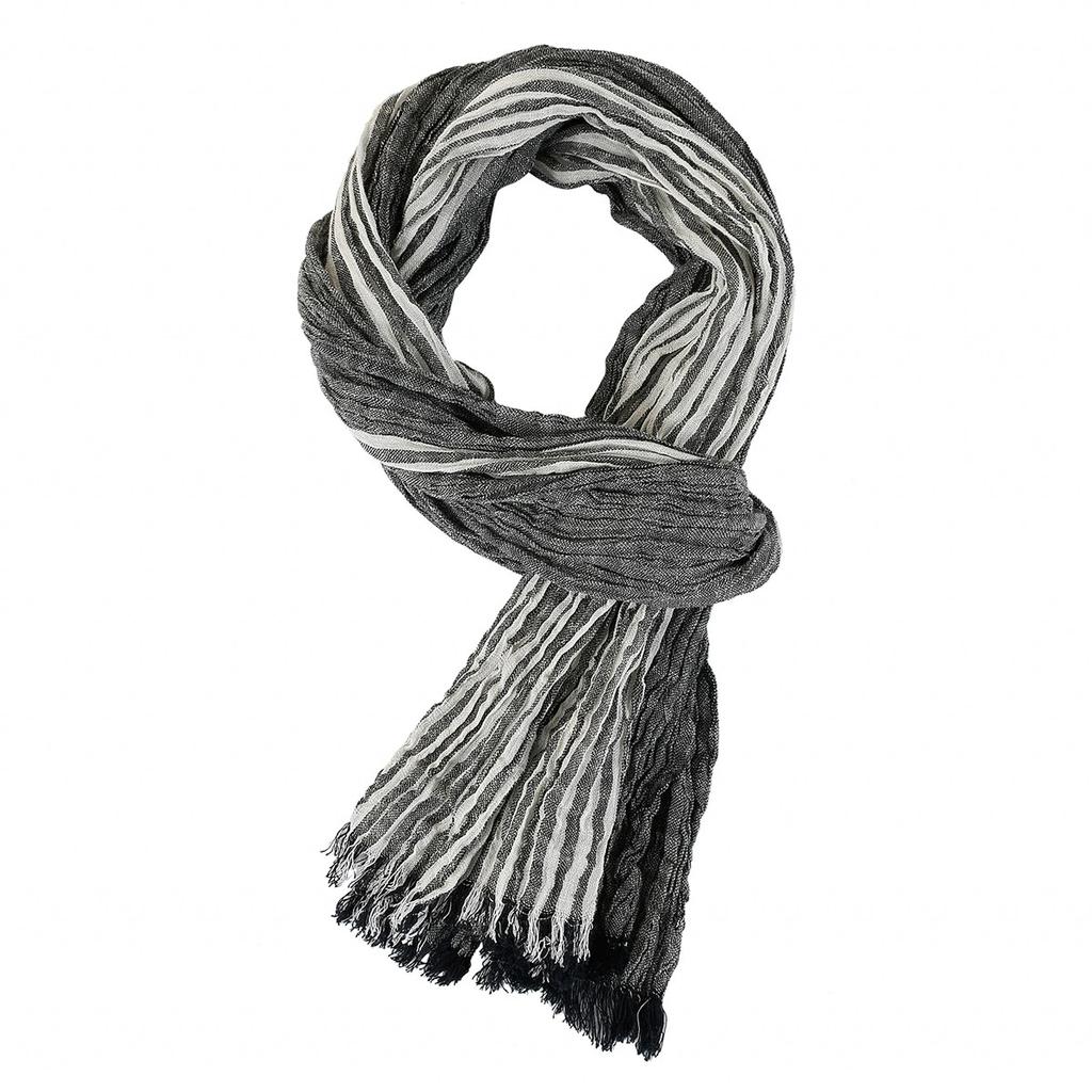 Men's Stripe Scarf British Navy Blue Color-blocking Thin Casual Men's Scarves Artistic Tassel Bufandas Shawls
