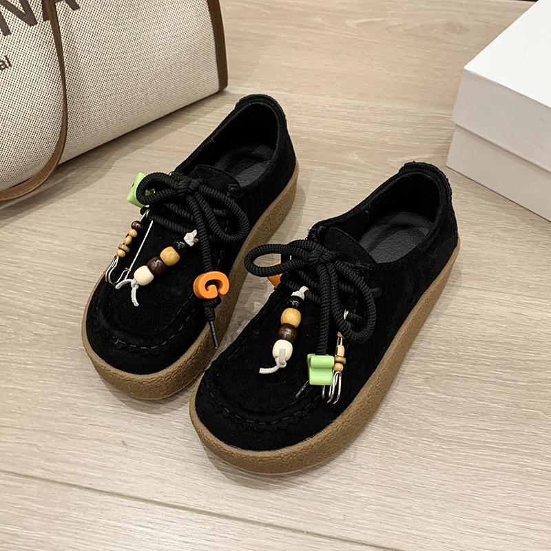 Casual kangaroo shoes retro suede loafers 2025 spring new casual single shoes platform biscuits German training shoes women