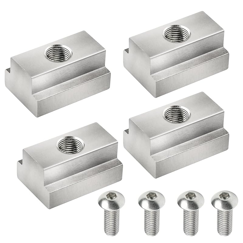 T Slot Nuts Compatible With Toyota Tunda Tacoma Pickup Truck Bed Deck Rails Cleats Rack Rail With Stainless Button Socket Cap Screw 8-Pack Silver