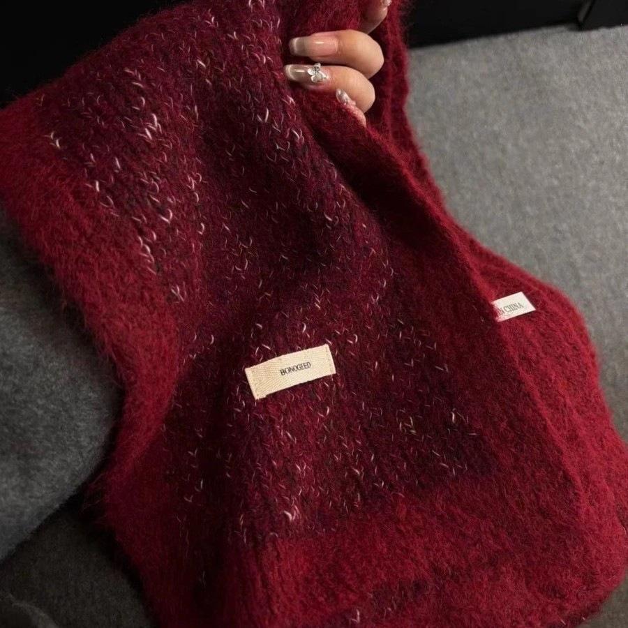 1116 autumn and winter knitted scarf women's high-end feeling containing wool versatile and warm student neck protection wool scarf tide
