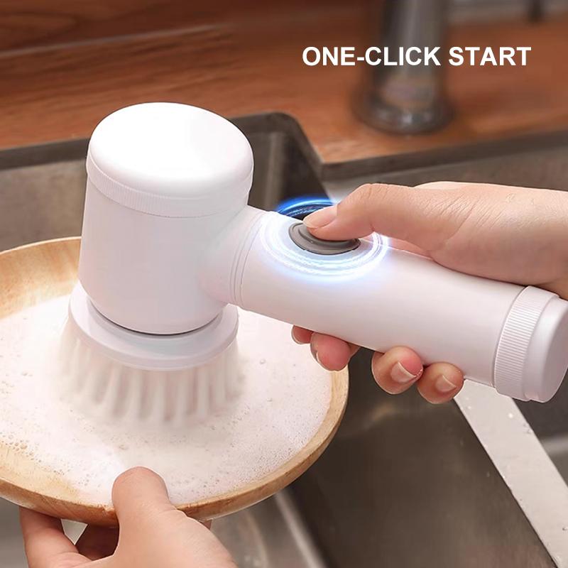 Electric Spin Scrubber,Bathroom Cleaning Brush Power Scrubber with 5 Replaceable Brush Heads, Electric Cleaning Brush
