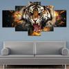 5 Stück abstrakte Tigerkopf Feuer Leinwand Malerei Tier Poster und Drucke Wandbilder Wohnzimmer Home Decor kein Rahmen