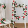 Silk Roses Artificial Vine Hanging Flowers for Wall Christmas Rattan Fake Plants Leaves Garland Outdoor Wedding Home Decoration
