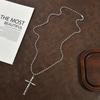 Beaded Chain Cross Pendant Necklace