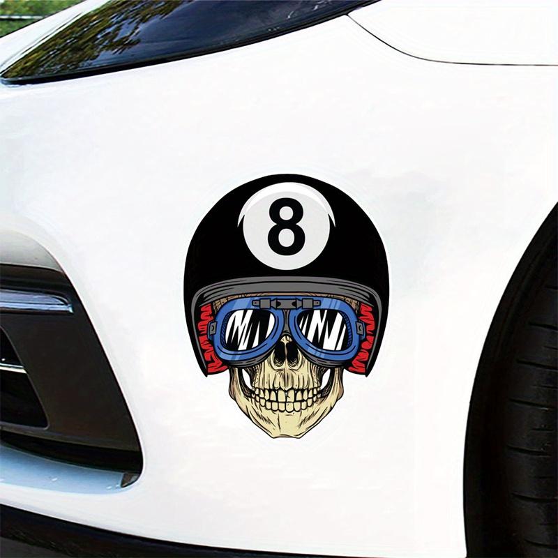 Number 8 Ball Skull Car Stickers for Auto Body Bumper Rear Window Glass Cool Graphic Vinyl Decals Racing Helmet Fender Stickers