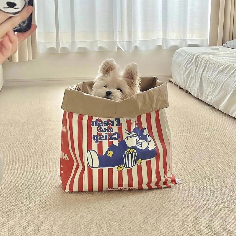 PopcornBag Cat Tent Toy PlayTunnel Tent House Dogs Kraft Paper Bag Hideaway Tunner Boredom Pet Indoor Entertainment Toy