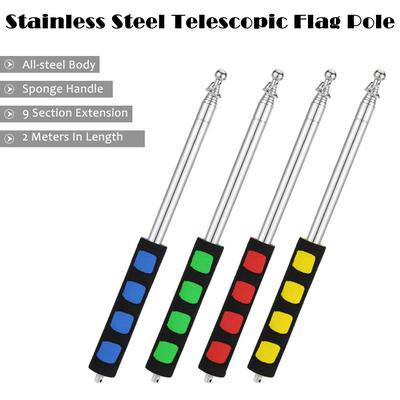 2 m Teleskop-Fahnenmast aus Edelstahl für den Außenbereich, Lehrzeiger, Reiseführer-Banner, 79 Zoll Fahnenmast