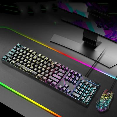 Wired USB Gaming Keyboard and Mouse Set Ergonomic Keyboard RGB Backlit Computer Keyboard Compact PC Keyboard for Laptop Desktop