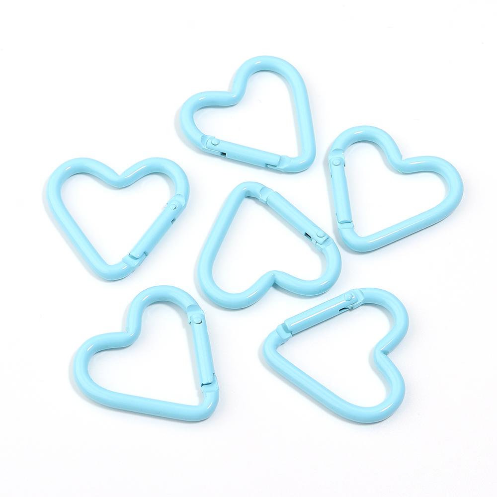 5pcs/lot Spray Painted Heart-shaped Spring Clasps Carabiner Keychain Clips Hook Dog Chain Diy Jewelry Buckle Connector Supplies