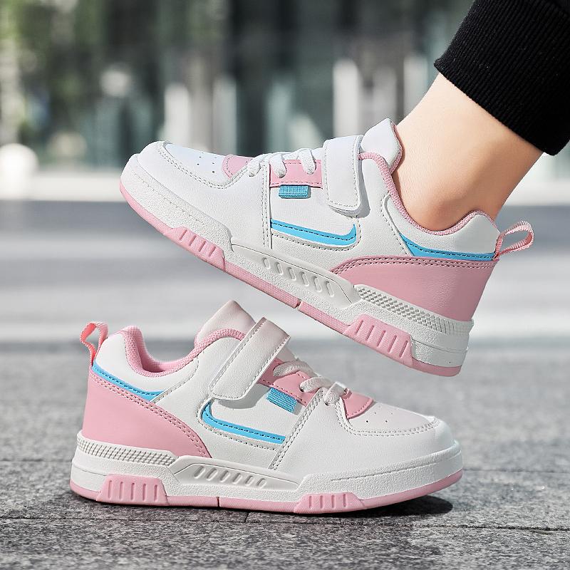 Children's Fashion Trend Velcro Thick Soled Casual Board Shoes Outdoor Casual Sports Shoes White Shoes