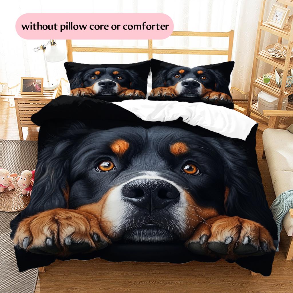 Black Bernese Mountain Dog Pattern Bedding Home Decoration Birthday Gift (1 * duvet cover + 2 * pillowcase, without core)