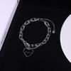 New Ins Cold Wind Double Spade Heart Bracelet Titanium Steel Bracelet Couple Trend Retro Bracelet Simple Hand Jewelry