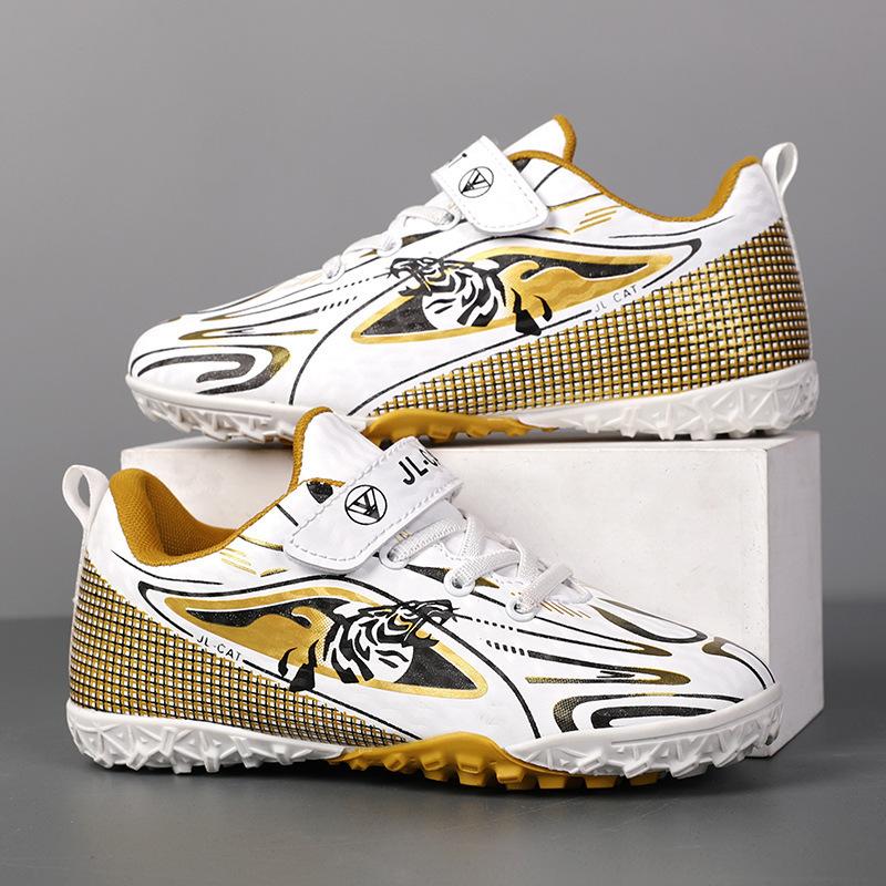 2025 Boys and Girls Students Outdoor Grass Sports Training Shoes Full Leather Surface Middle-sized Children Children Broken Nail Football Shoes