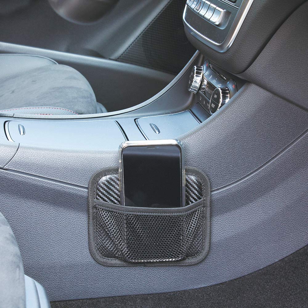 Napolex Fizz-1110 Carbon Style Mesh Pocket, Compact Size, Car Accessories, Seat Back Pocket,