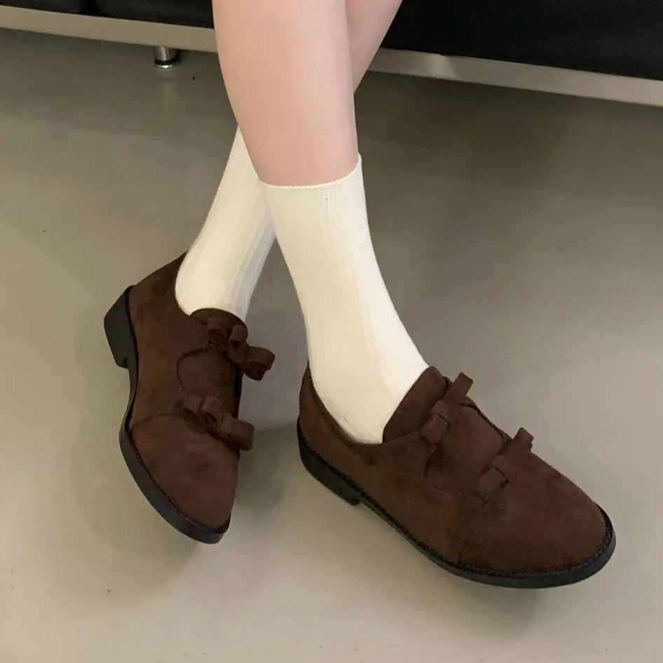 Fashion IPPEUM Mary Janes Shoes For Women Round Toe Bow Pumps 2025 New Fashion Loafers Shoe